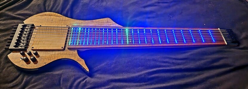 SVS Designs 8 String Headless, Fretless - LED Fret Lines