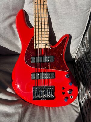2015 Fiesta Red Fodera 5-String Emperor Standard Classic - As New