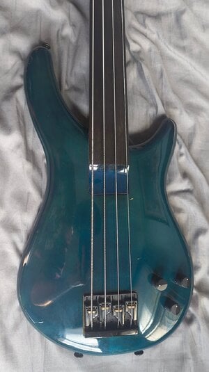 1987 Tokai Works Bass Revolution TW-1500 Fretless Bass MIJ Blue Piezo EQ